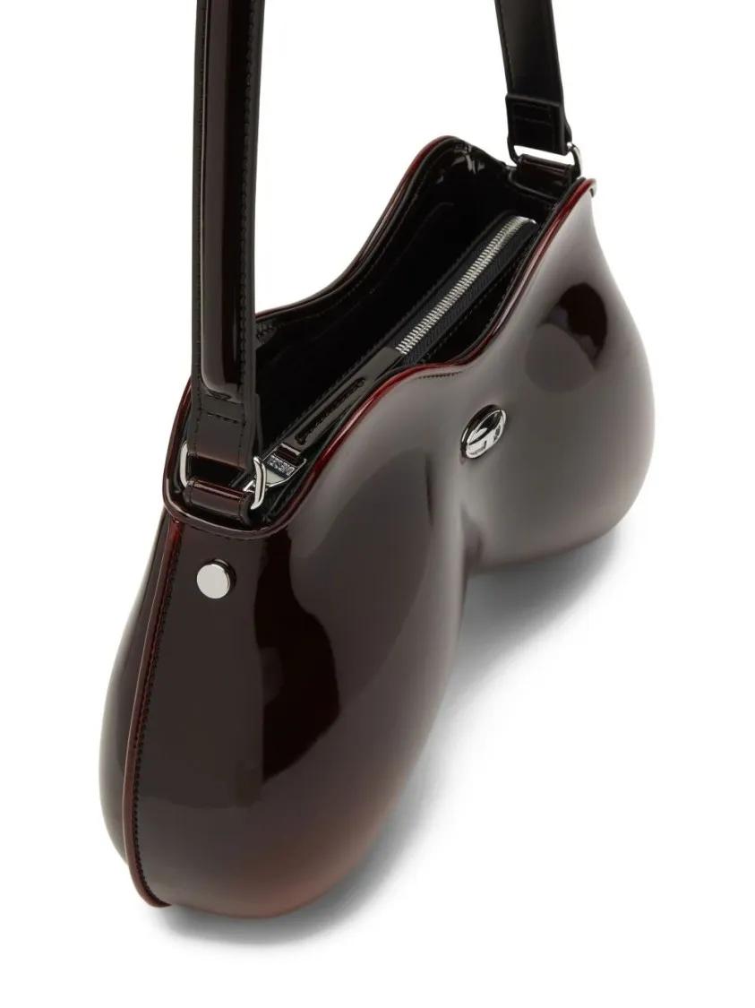 Thumbnail - Diesel Hobo Bags - Sculptural Bordeaux Shoulder Bag With Glossy Finis - Gr. unisize - in Schwarz - für Damen