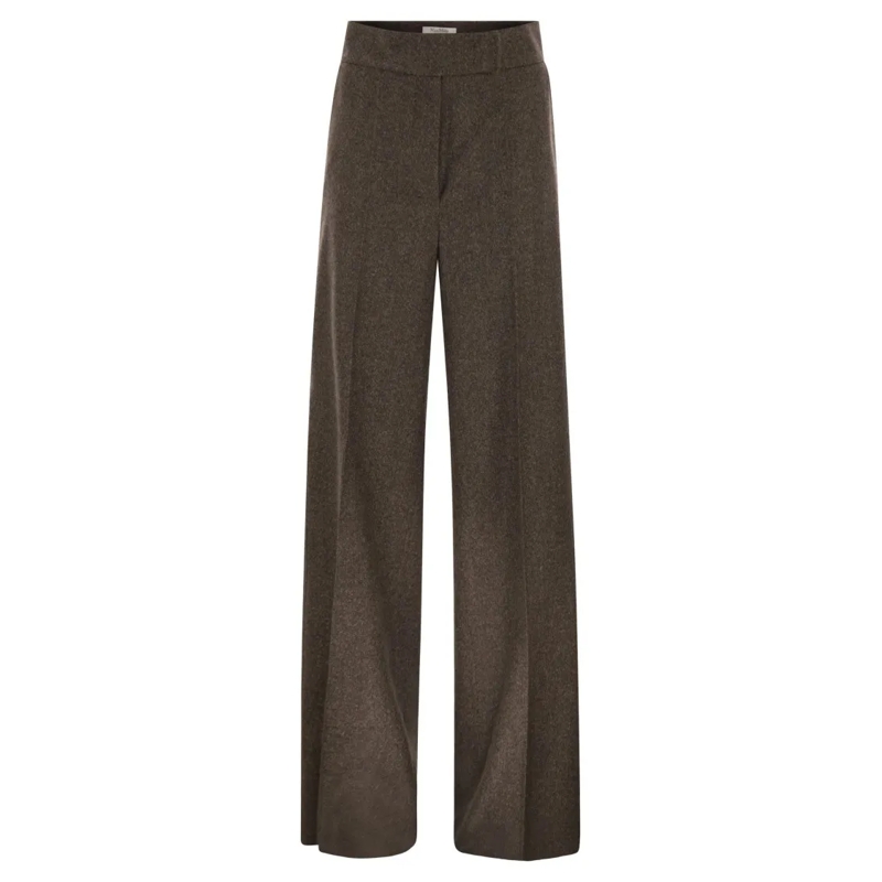 Max Mara Pantalon Billy1234 - Wide-Leg Trousers In Wool Flannel Brown
