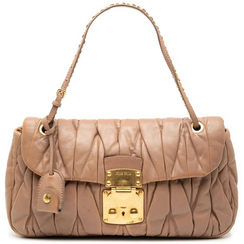 Miu Miu Schultertasche Matelasse Nappa Leather Chain Shoulder Bag braun