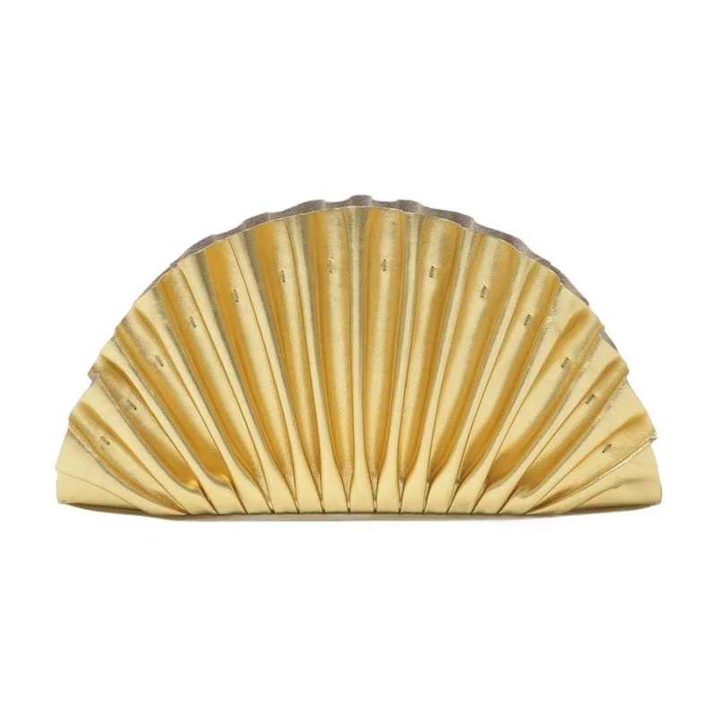 Cult Gaia Clutch Nala Mini Clutch With Pleated Detailing Gold