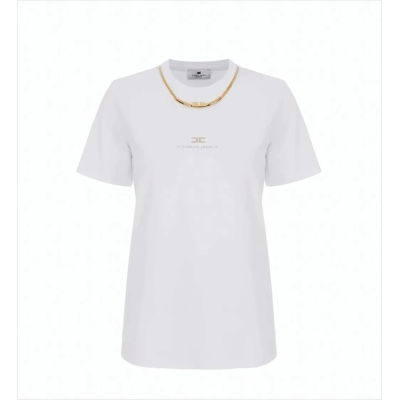 Elisabetta Franchi T-shirt Short-Sleeved Cotton Jersey T-Shirt White