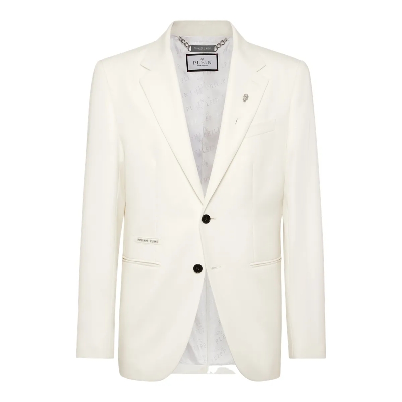 Philipp Plein Blazer Einknopf-Blazer Slim Fit weiss