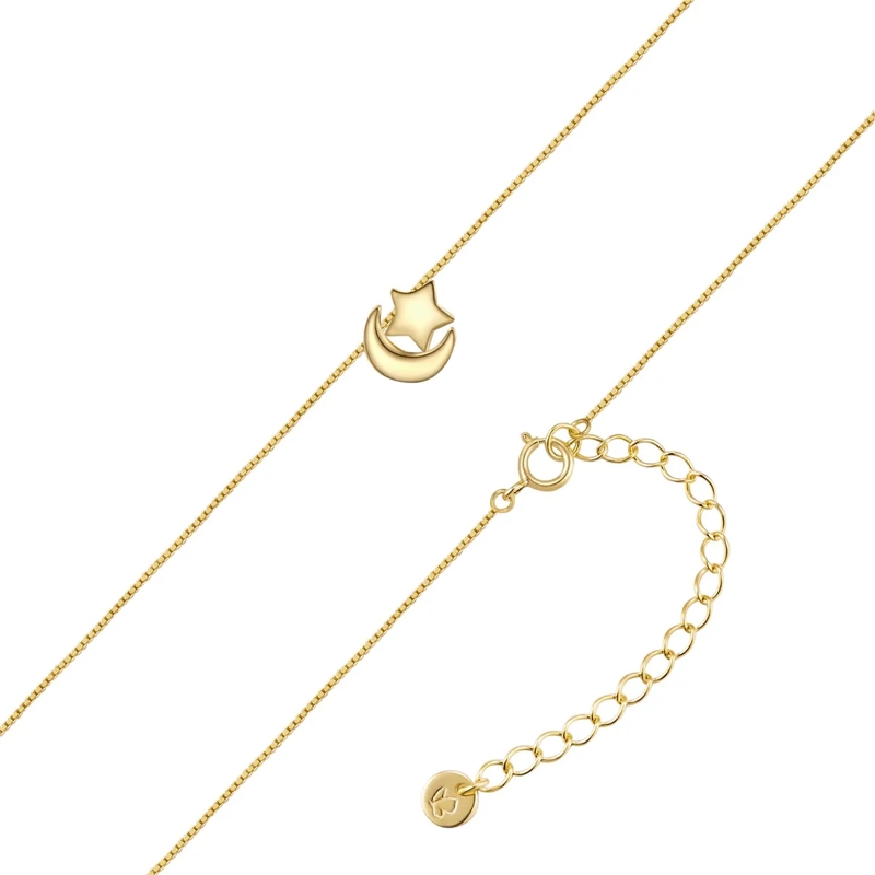 Glanzstücke München Mittellange Halskette Sterling Silber Halskette Mond/Stern gold(Image 3)