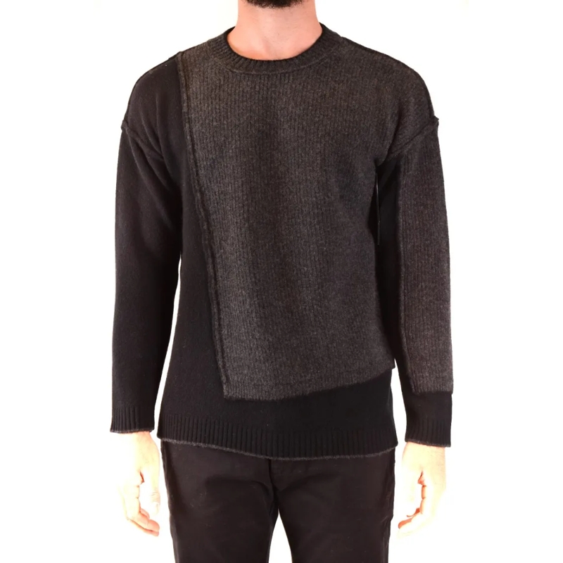 Isabel Benenato Trui Multicolored Knit Sweater With Unique Patchwork De Black