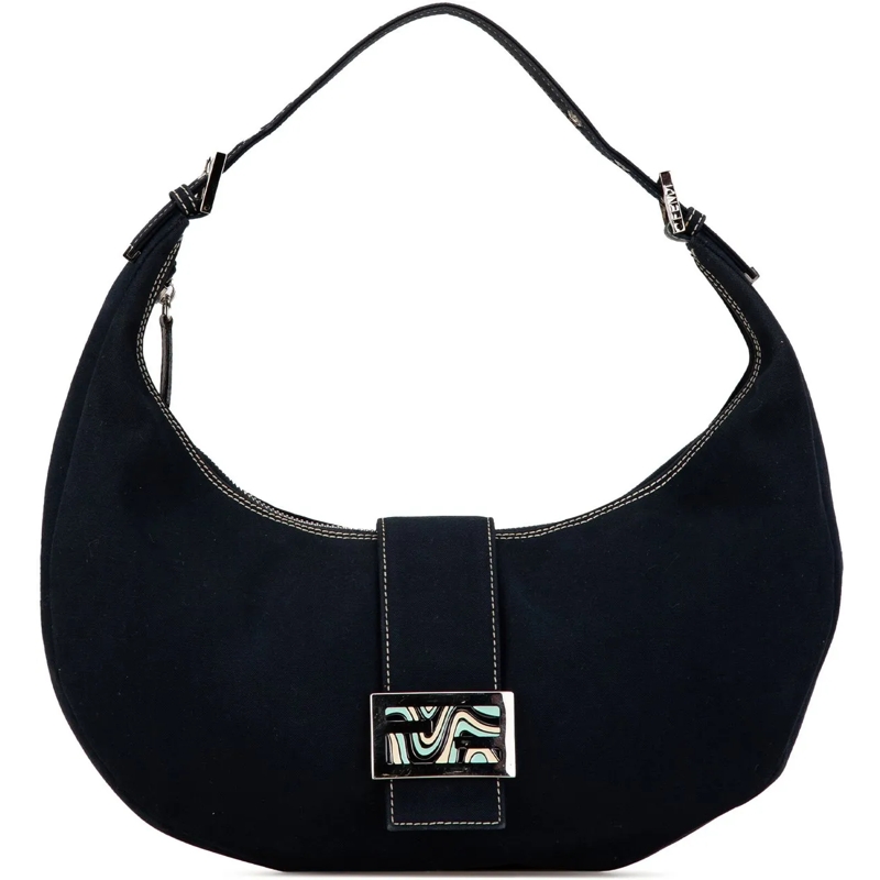 Fendi Schultertasche Canvas Croissant Shoulder Bag blau