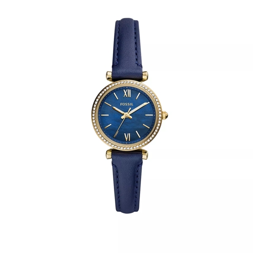 Fossil Carlie Mini Three-Hand Leather Watch Blue Orologio da abito