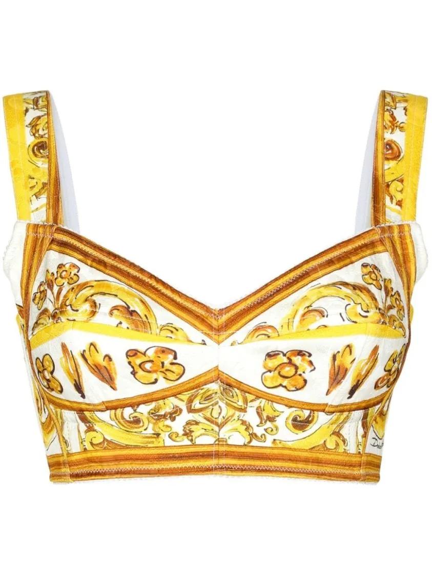 Dolce&Gabbana - Top With Majolica Print - Größe 42 - gelb