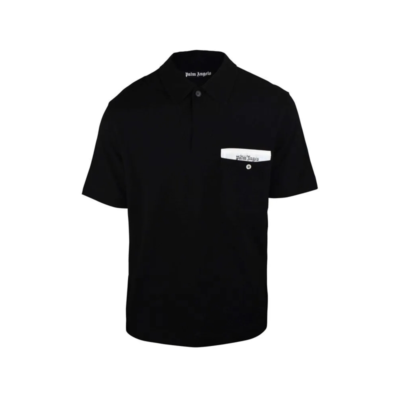 Palm Angels Polo shirt Button-Down Black Polo Shirt With Logo Patch Black