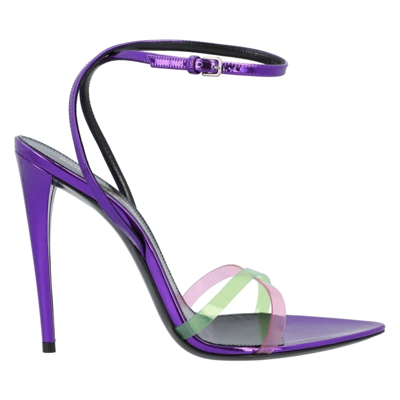 Saint Laurent Sandalen Gippy Patent Leather And Plexi Sandals Purple Purple