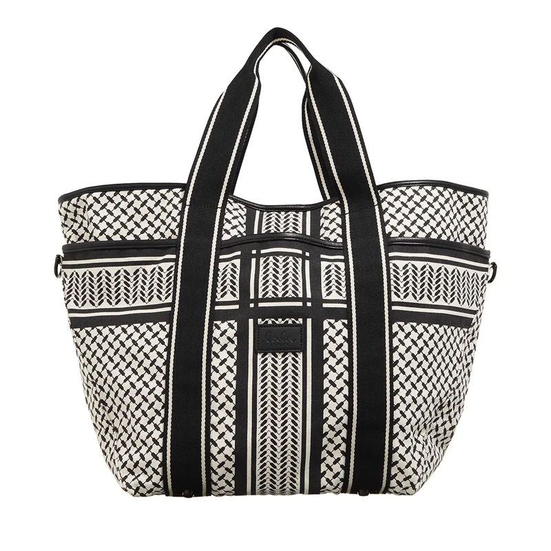 Lala Berlin Shopper East West Tote Merge Heritage Stripe Black