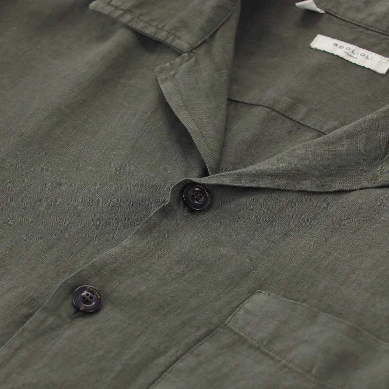 Boglioli Colbert Hemd aus Leinen Graugrün(Image 4)