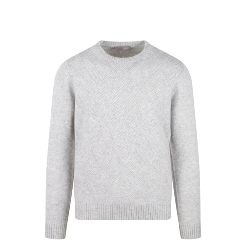 Herno Herringbone Plain Cashmere Resort Sweater Grey Pull