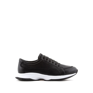 スニーカー Giorgio Armani Elegant Black Leather Trainers With Textured Giorgio Armani Elegant Black Leather Trainers With Textured