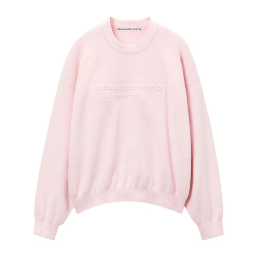 Alexander Wang Logo-Embossed Crew-Neck Jumper Pink Trui