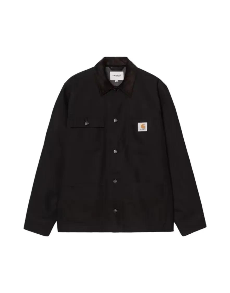 Carhartt Wip Button-Up Black Michigan Coat With Structured Coll Black