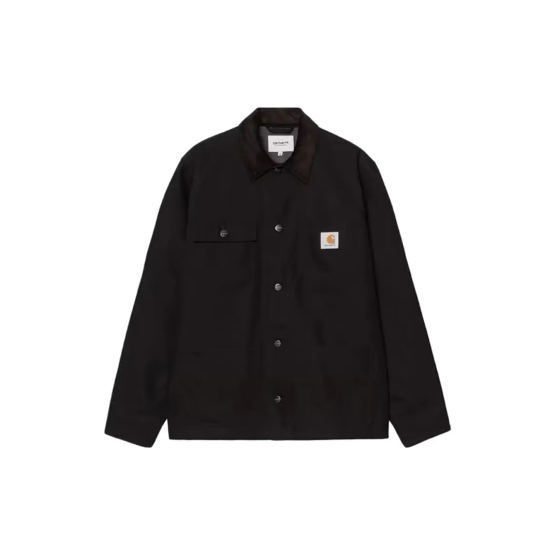 Carhartt Wip  Button-Up Black Michigan Coat With Structured Coll Black
