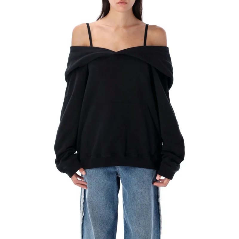 MM6 Maison Margiela  Off-Shoulder Hoodie Black