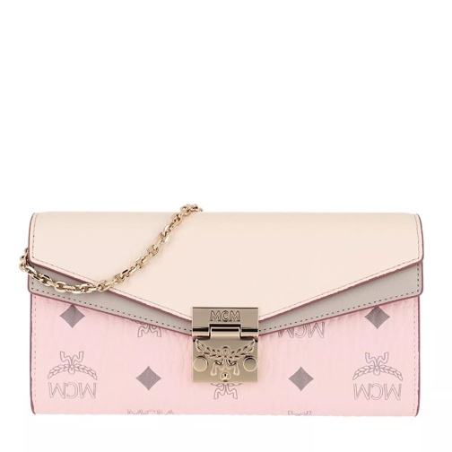 MCM Patricia Visetos Large Wallet Pink Tint Wallet On A Chain