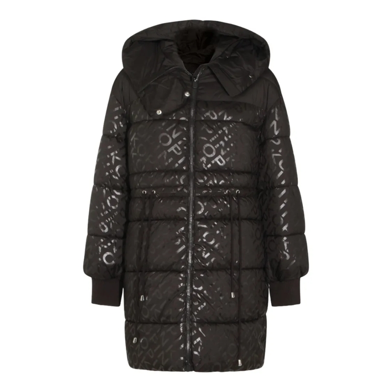 Pinko  Long Padded Coat With Quilted Design And Glossy Black