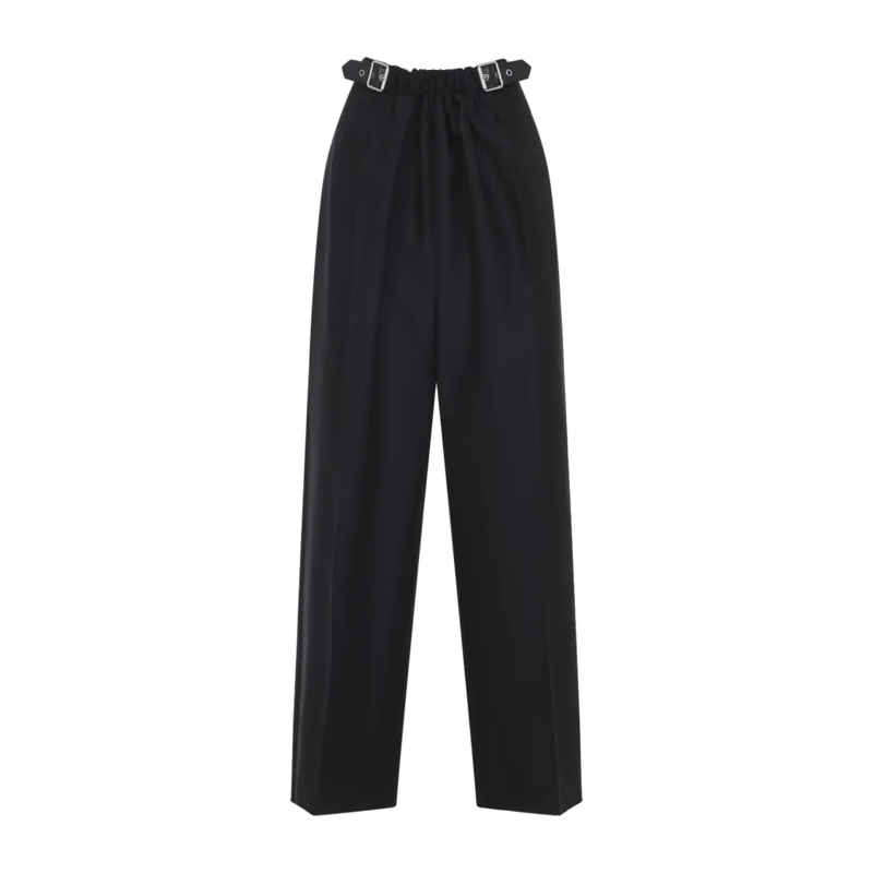 Loewe  High-Waisted Straight-Leg Trousers With Buckle Acc Black