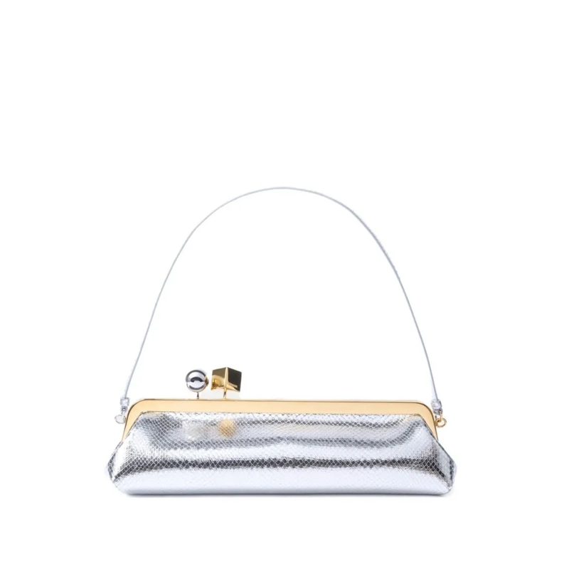 Jacquemus Crossbodytas Textured Silver-Tone Handbag Silver