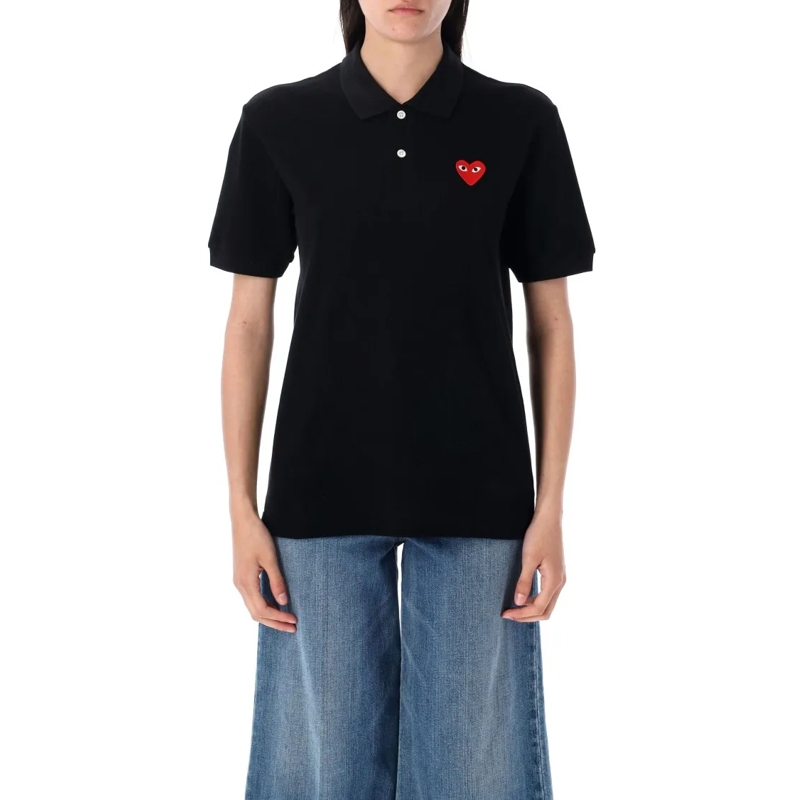 Comme des Garcons T-shirt Classic Polo Shirt With Iconic Heart Detail Black