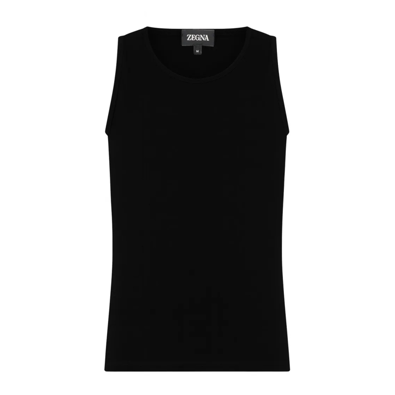 Zegna T-Shirt Relaxed Fit Black Cotton-Modal Top Black