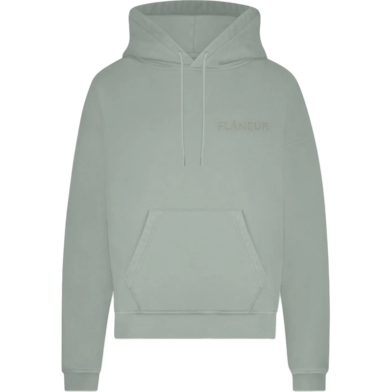 Flâneur  Double Logo Washed Hoodie (500GSM) | Sage beige
