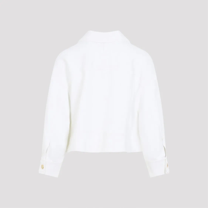 Elisabetta Franchi Übergangsjacke Cropped White Jacket With Gold-Tone Buttons White