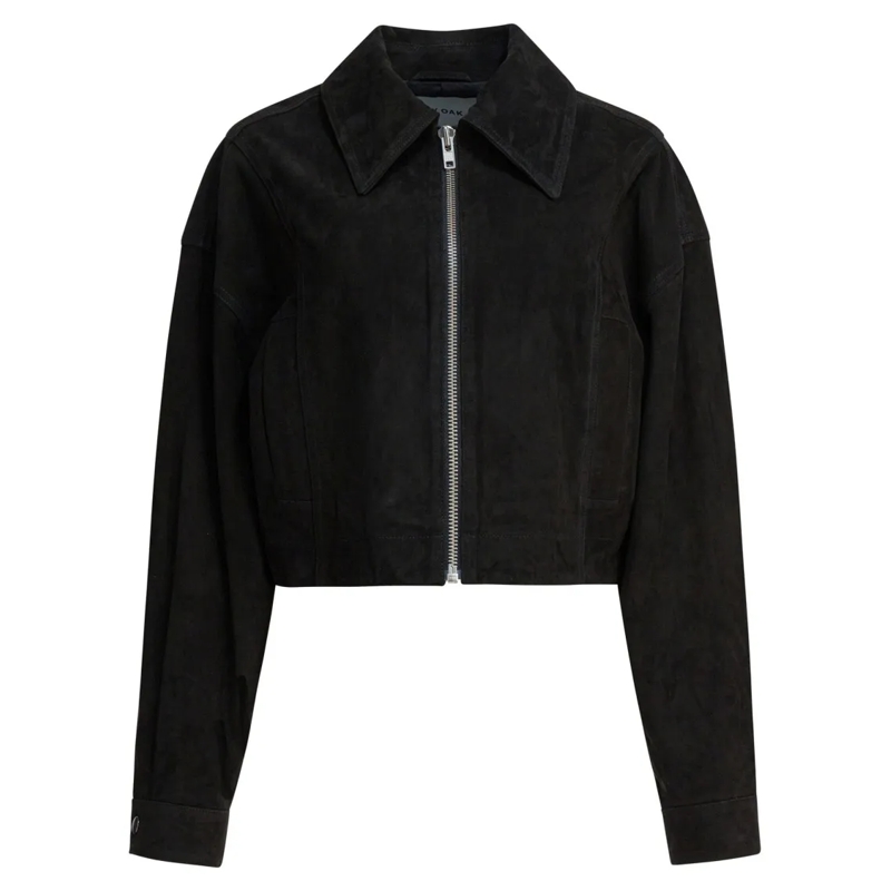 Ivy & Oak Veste en cuir Cropped Leather Jacket With Classic Collar Black