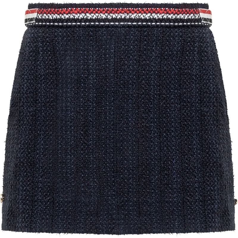 Thom Browne Minijupe Gonna RWB in Tweed dunkelblau