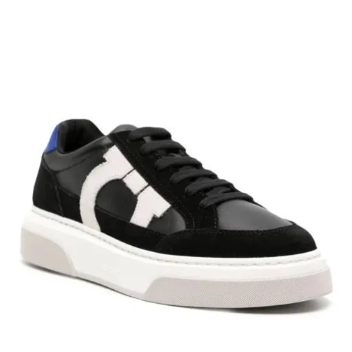 Salvatore Ferragamo Black Gancini Patch Sneakers Black lage-top sneaker