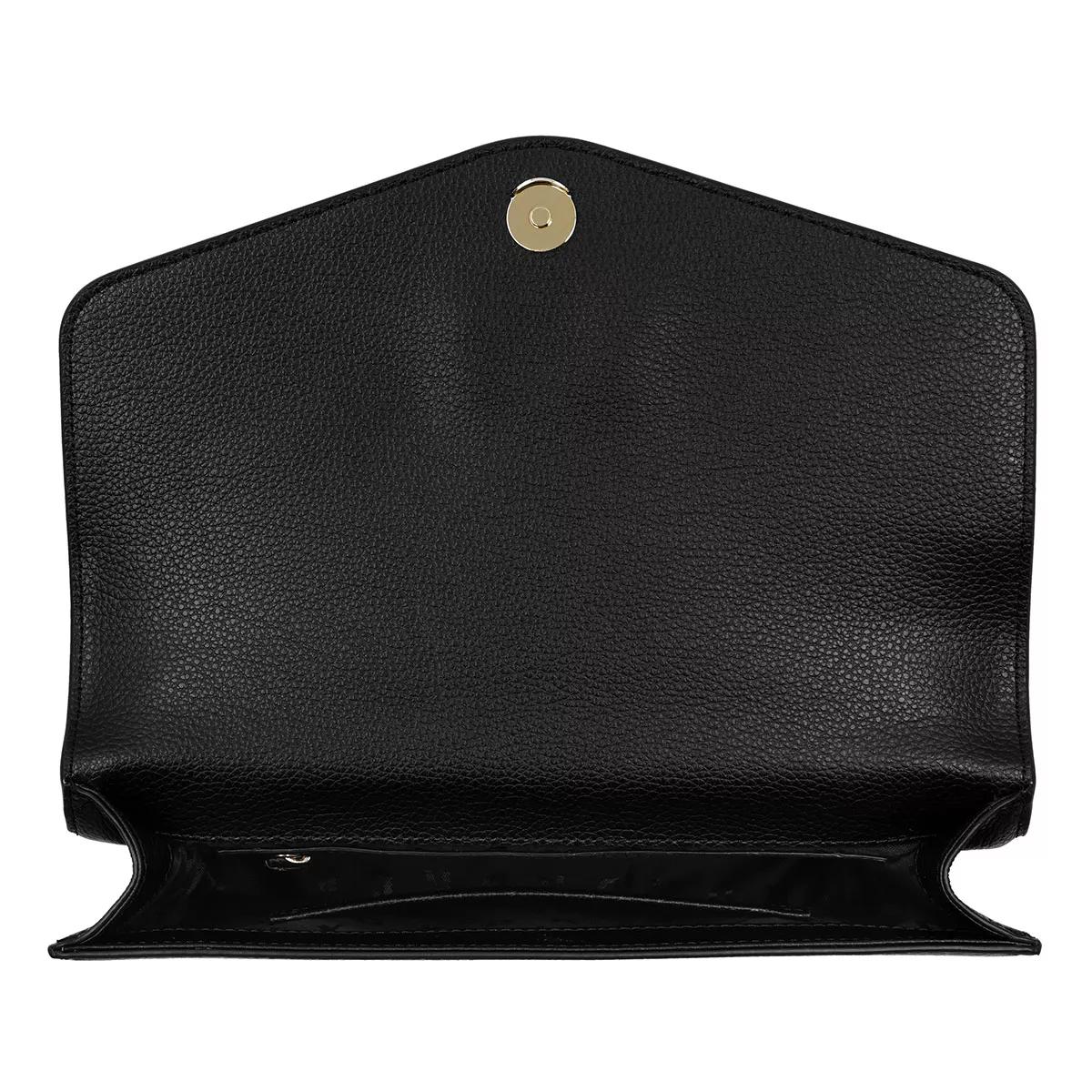 DKNY Elissa Large Leather Shoulder Bag, Black/Gold at John Lewis