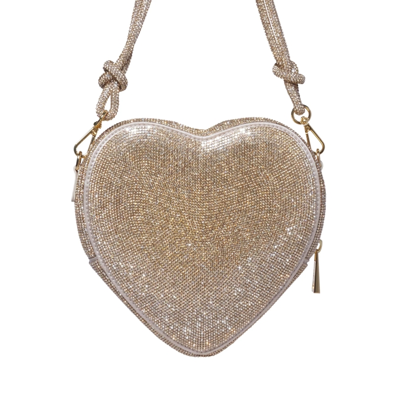 WEAT Tote Handtasche Big Heart Bag Crystal Champagne gold