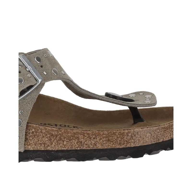 Birkenstock Loafer Gizeh Rivet Sandals In Suede Leather Brown(Image 5)