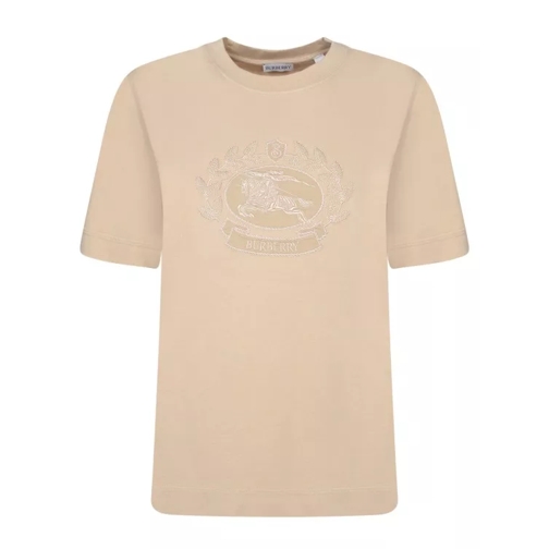 Burberry Light Beige T-Shirt Logo Printed On The Front Neutrals 