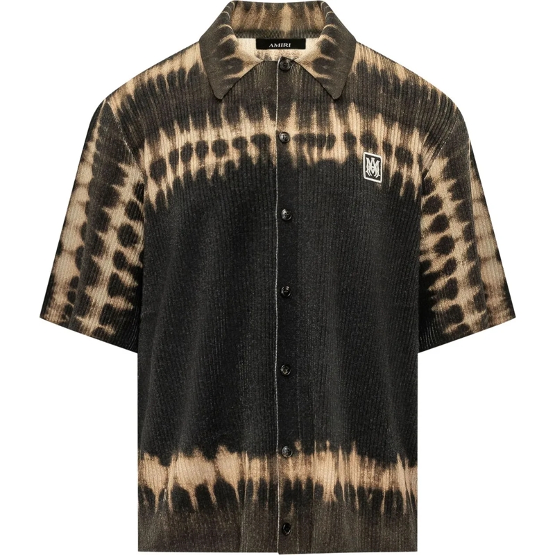 Amiri Legeres Oberteil Camicia Tie Dye con Patch Logo schwarz