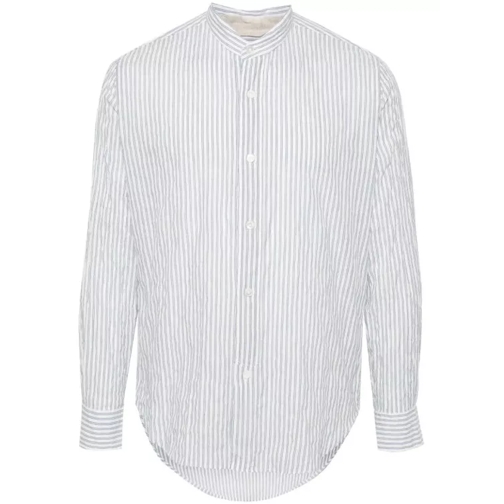 Eleventy Blue Stripped Longsleeved Shirt White 