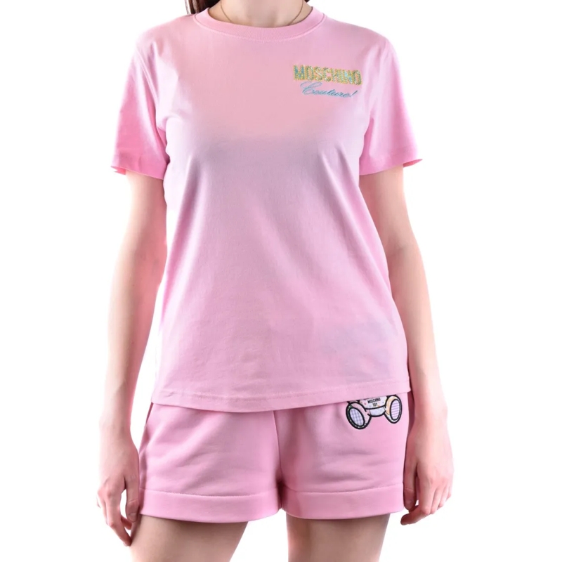 Moschino T-Shirt Relaxed Fit Short-Sleeve Cotton T-Shirt Pink