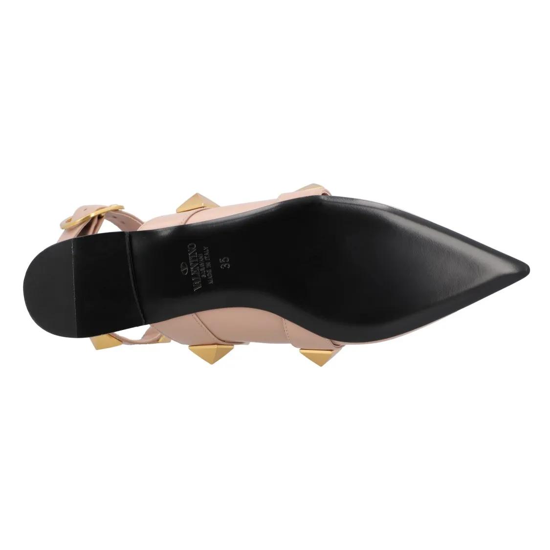 Thumbnail - Valentino Garavani Slipper & Pantoletten - Pointed Toe Ballerinas With Roman Stud Rivets And - Gr. 35 (EU) - in Beige - ...