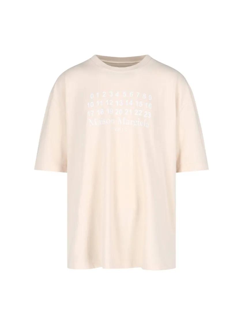 Thumbnail - Maison Margiela - Numeric' Logo T-Shirt – Ivory - Größe S - beige