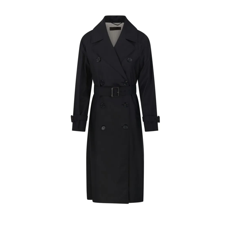 Max Mara Manteaux de tanche Fiorito Long Trench Black