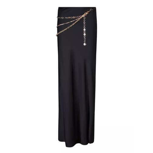 Paco Rabanne Long Black Satin Skirt Black 