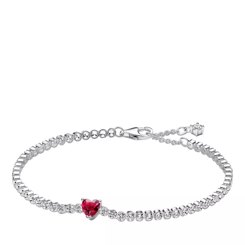 Pandora Heart sterling silver tennis bracelet with red cry Red Braccialetti