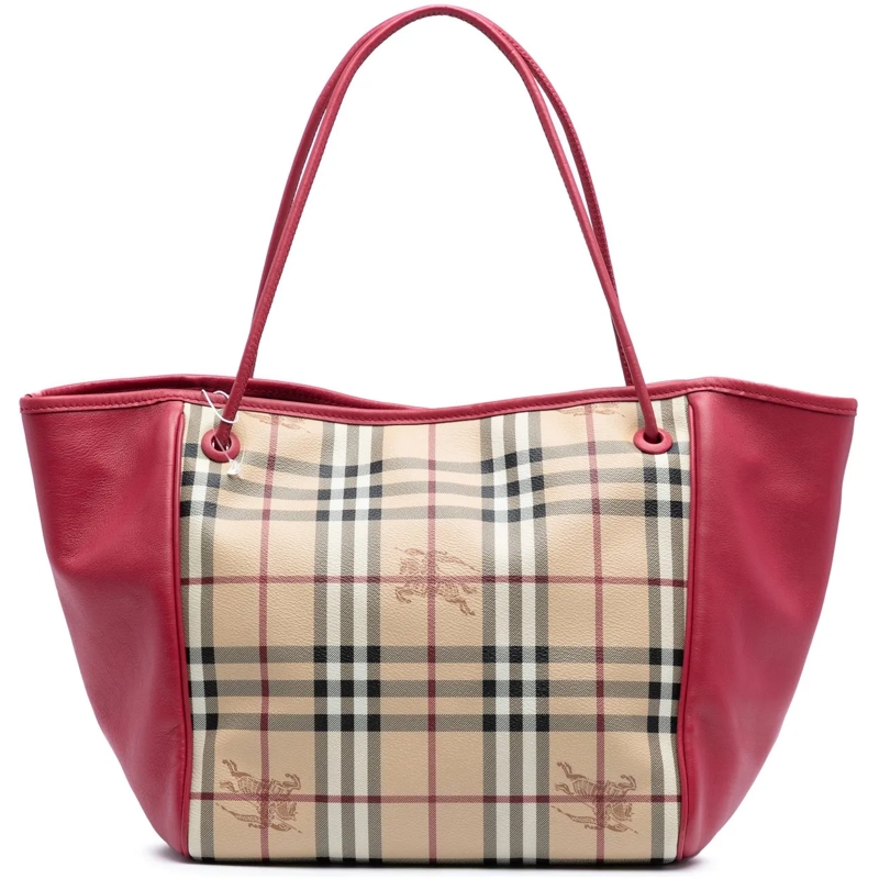 Burberry Shopper Small Haymarket Check Coated Canvas Canterbury Tot braun