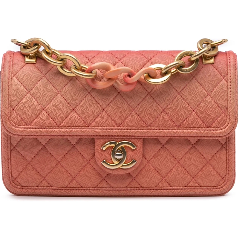 Chanel Sac à bandoulière Medium Quilted Caviar Sunset On The Sea Flap rose