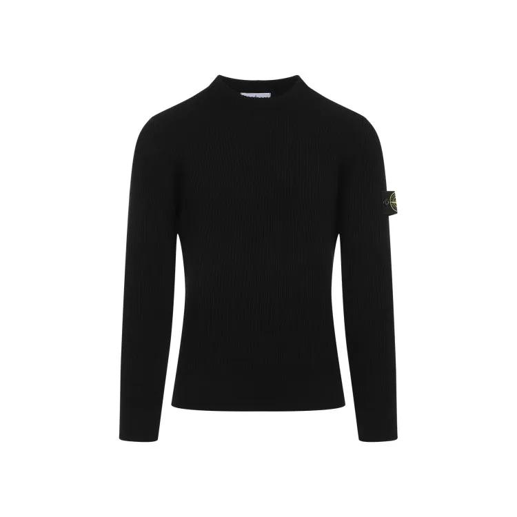 Stone Island - Black Virgin Wool Rws Pullover - Größe M - schwarz