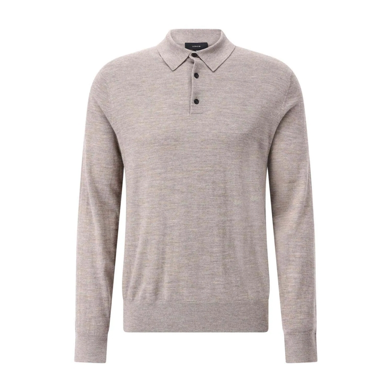 Vince Polohemd Pullover aus Wollmix Hellbraun