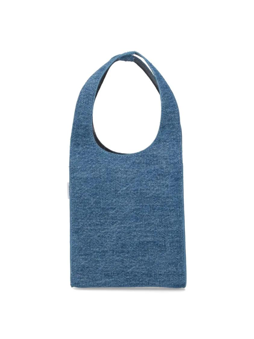 Coperni Shoppers & Totes "Swipe" Micro Tote Bag – Blue Denim in blauw
