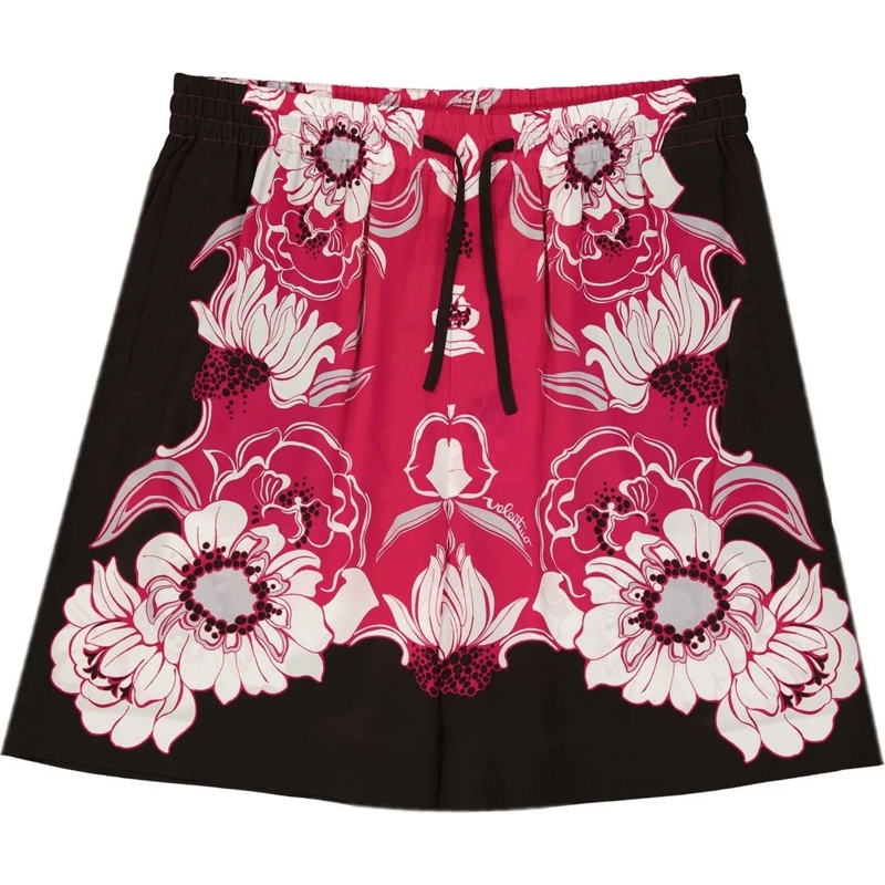 Valentino Garavani Shorts Silk Shorts With Floral Pattern Pink